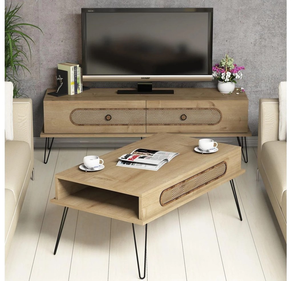 Set mobilier pentru living Biladi 2 (stejar) . 1094088