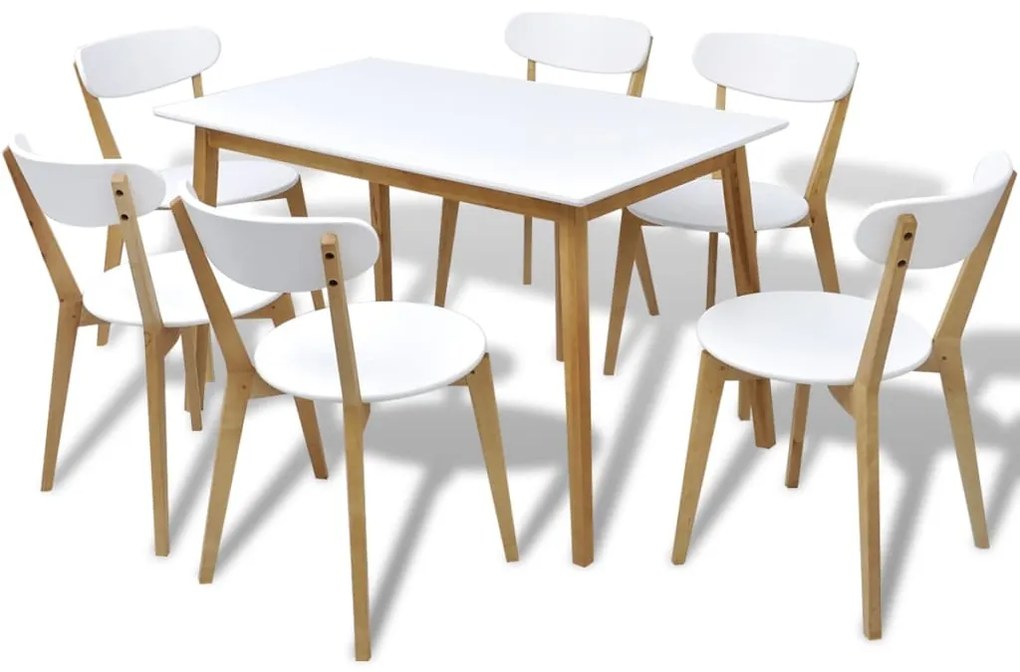 242964 vidaXL Set masă și scaune de bucătărie, MDF și mesteacăn, 7 piese