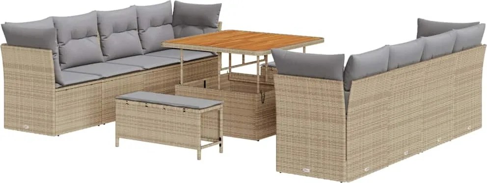 vidaXL Set de canapele pentru grădină 11 pcs Bej poliratan