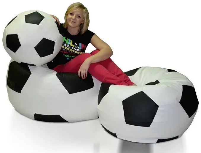 Set fotolii puf Futbal XXXL + XXL + L (alb + negru). 1054534