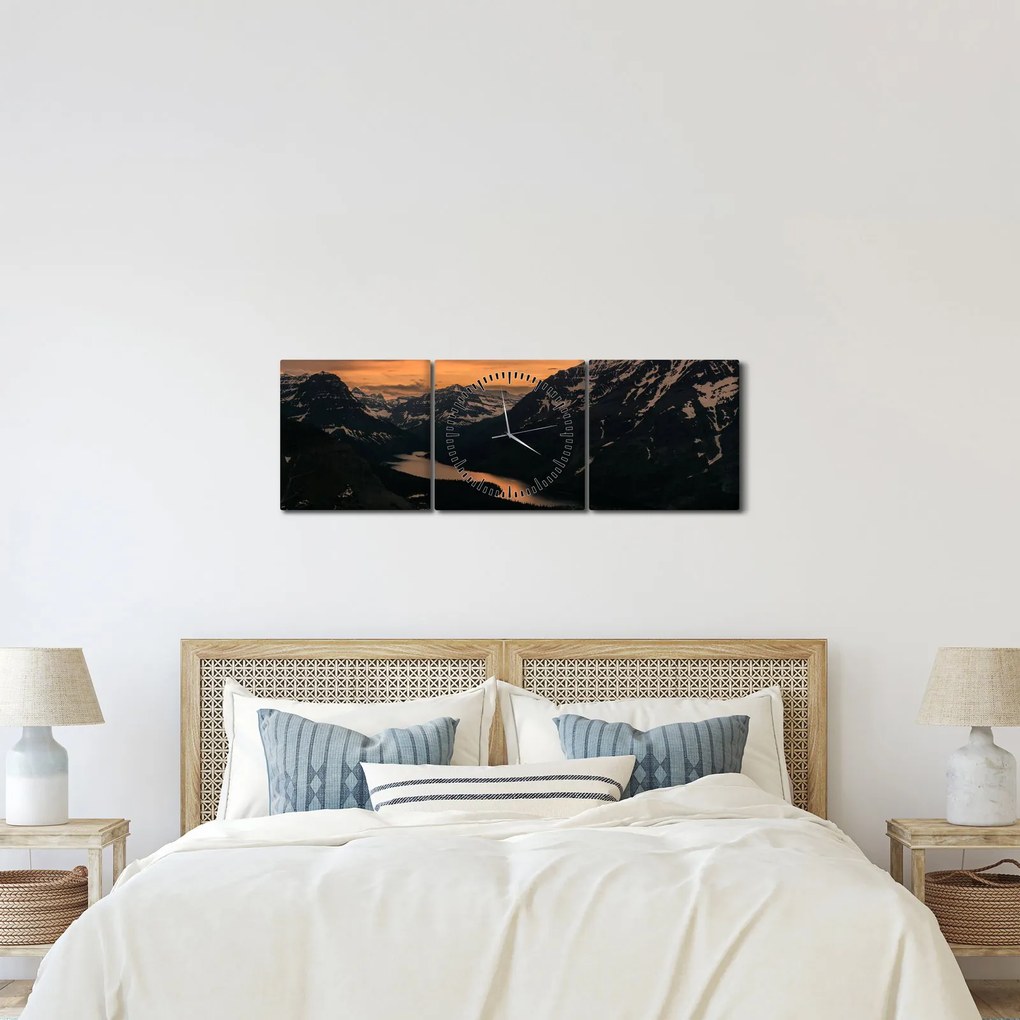 Tablou - Lac între munți (cu ceas) (90x30 cm)