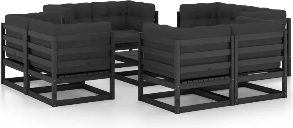vidaXL Set mobilier grădină cu perne, 9 piese, lemn masiv pin