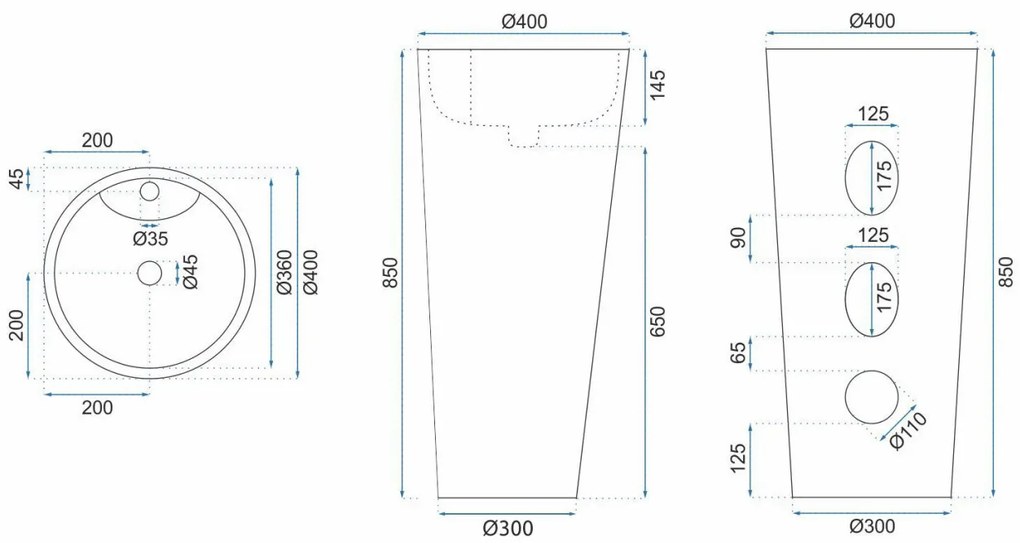 Lavoar freestanding Rea Blanka ceramica natural mat