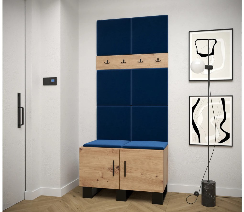Set mobilier pentru hol Amanda 4 (Stejar artisan + Albastru). 1085889