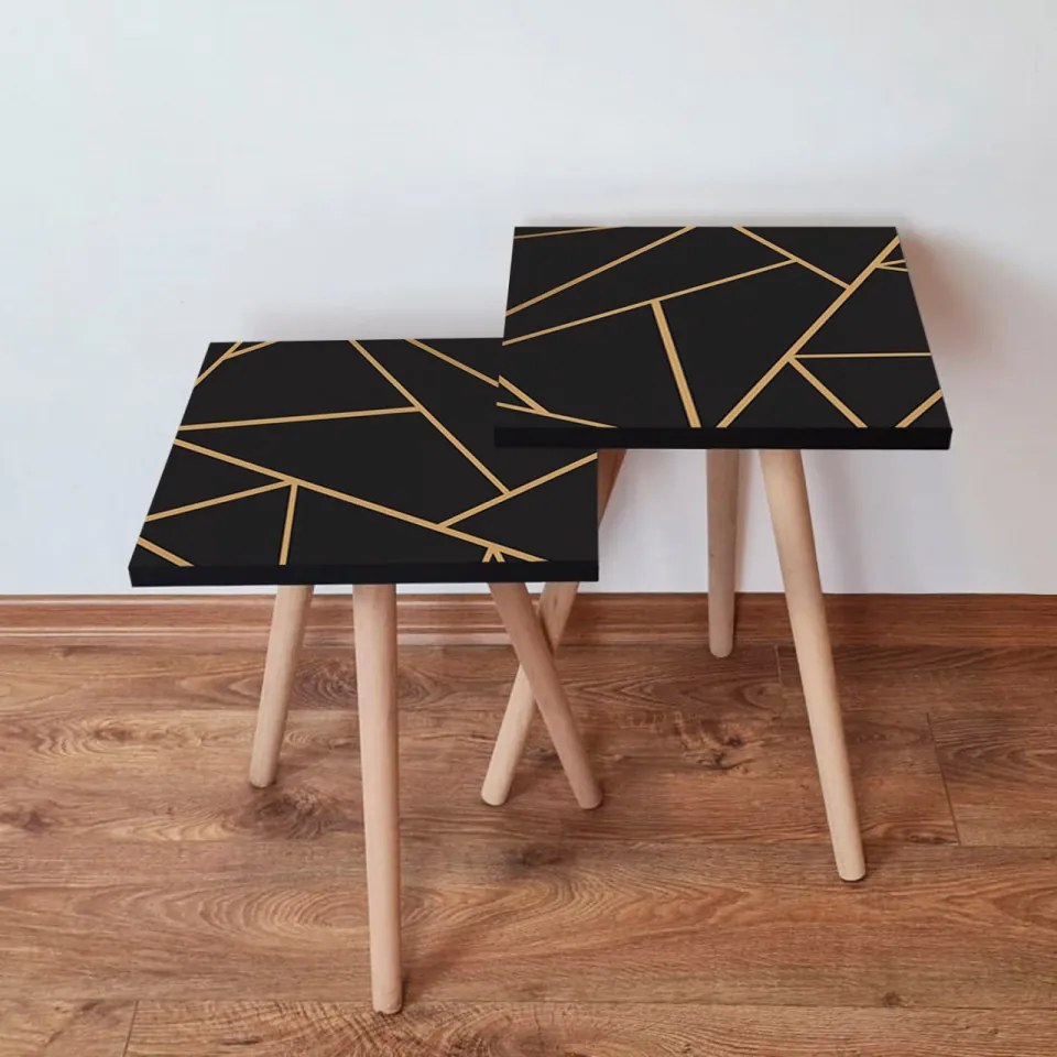 Set 2 Masute Auxiliare 2SHP334, MDF, Negru