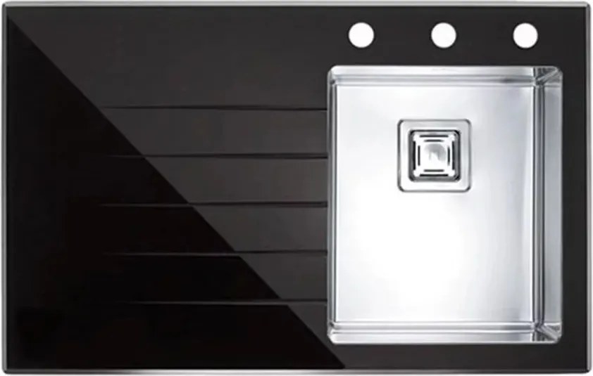 Chiuveta inox Alveus Crystalix 10 inox - negru 86x54 cm dreapta