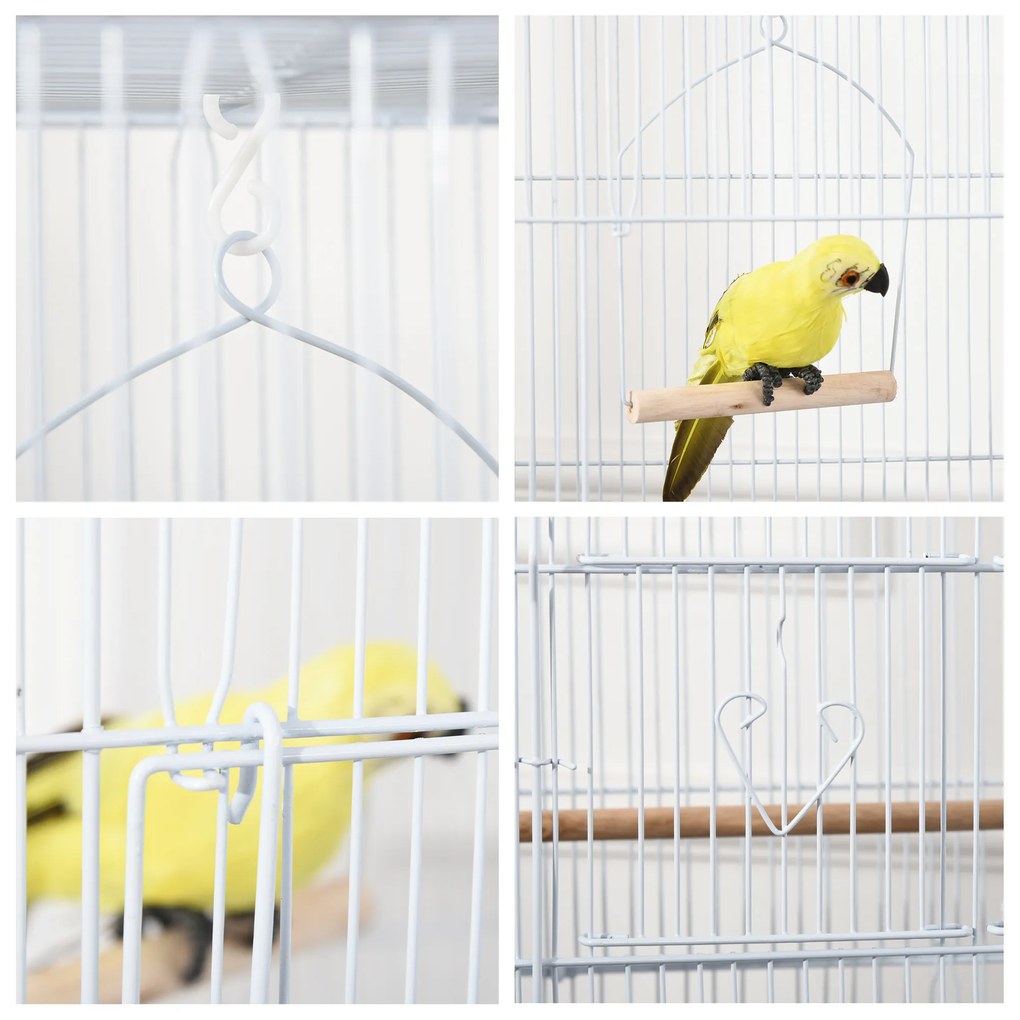 PawHut Cusca Albă pentru Păsări, Spațioasă, cu Accesorii Incluse, 46.5x35.5x92cm | Aosom Romania