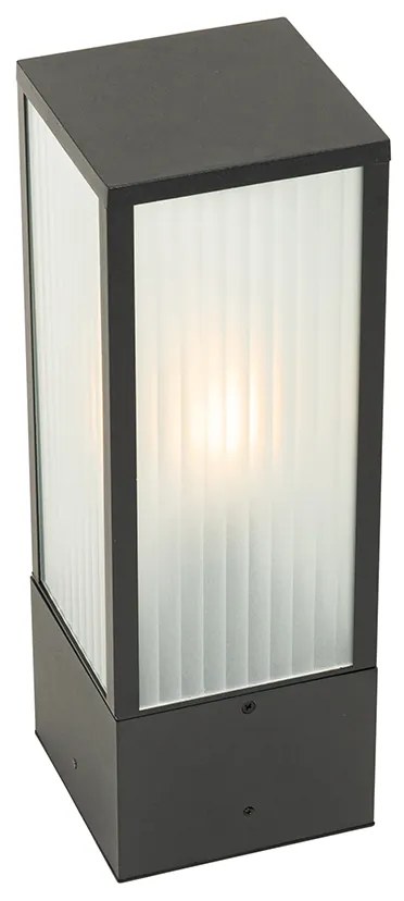 Lampă de podea inteligentă de exterior neagră cu sticlă canelată 40 cm incl. WiFi A60 - Charlois