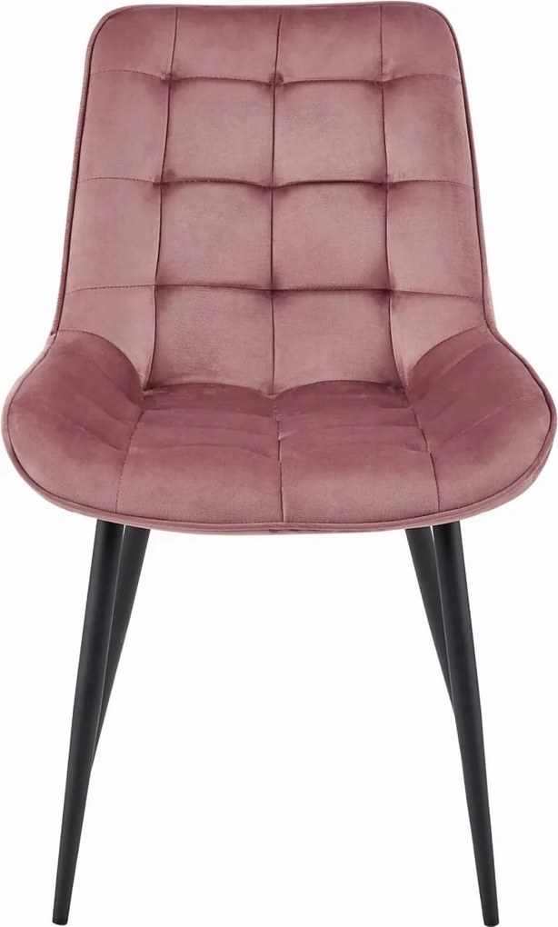 OFERTA Scaun din catifea roz inchis BERA cu picioare negre II. calitate