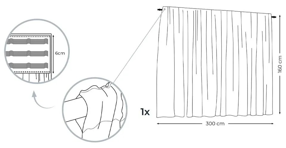 Perdea AmeliaHome Voile Pleat, 160 x 300 cm, galben deschis