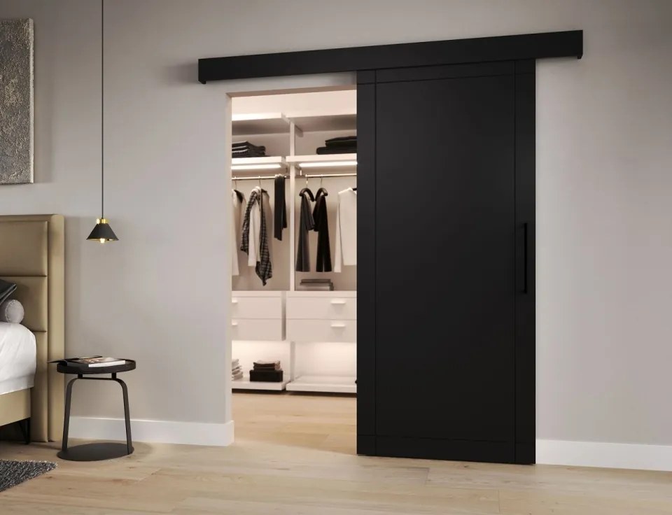 Usa glisanta cu mecanism softclose, 204x90 cm, Charlise, Eltap (Culoare: Negru)