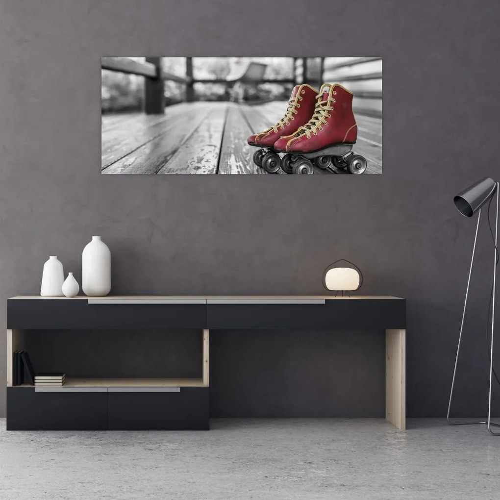 Tablou cu pantofi cu role vechi roșii (120x50 cm)