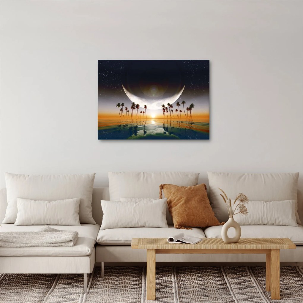 Tablou- Luna deasupra palmierilor (70x50 cm)