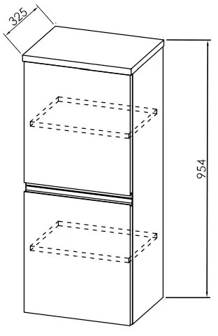 Dulap suspendat Kolpasan, Oxana, 95 x 40 cm, cu 2 usi, alb mat