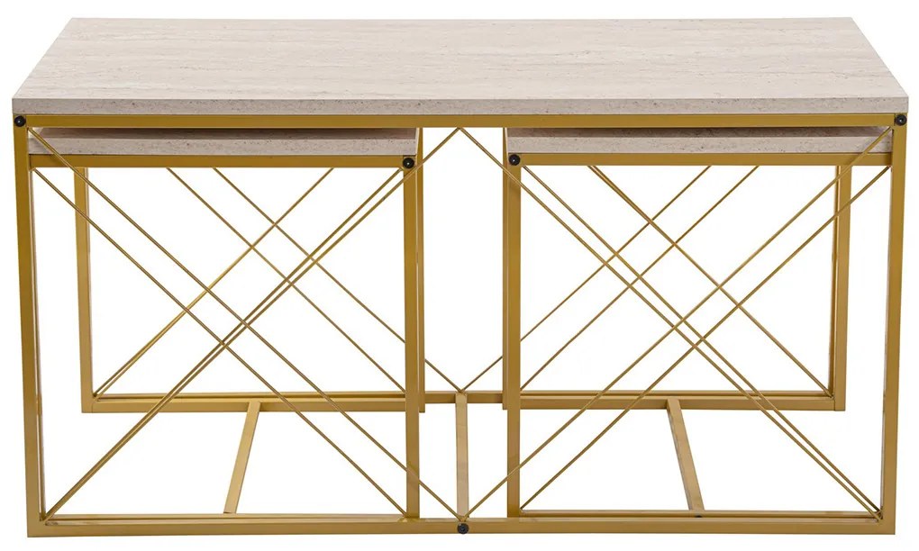 Masă de cafea Defne Gold Travertine