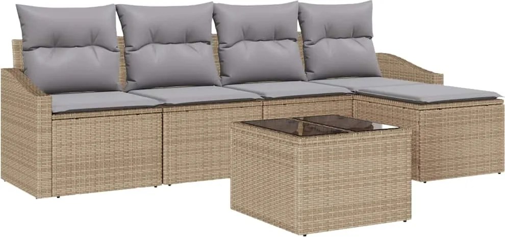 vidaXL Set de canapea cu pernă 6 pcs Bej poliratan