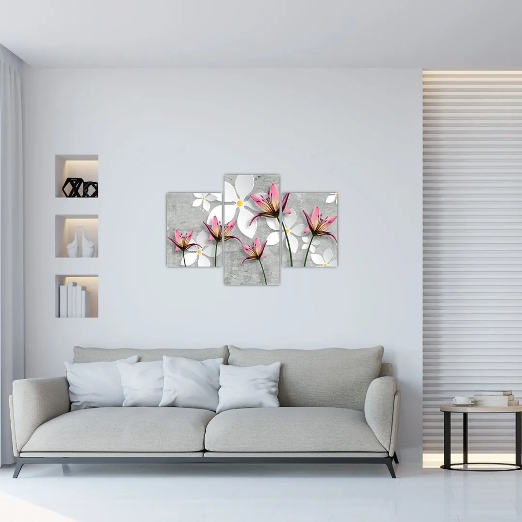 Tablou cu abstracție florală (90x60 cm)