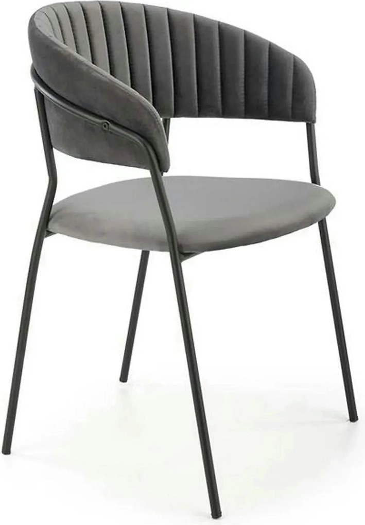 Scaun K426, gri/negru, stofa catifelata/metal, 57x54x79 cm