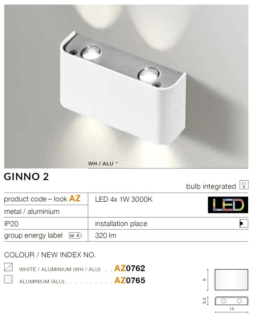 Aplica LED ambientala GINNO 2 aluminiu