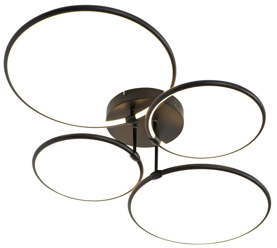 Plafoniera neagra cu LED inclus, dimmer 3 trepte, 4 lumini - Joaniqa