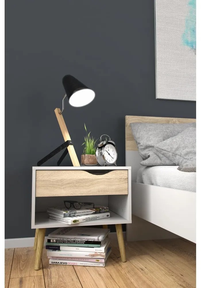 Noptieră albă/în culoare naturală Oslo – Tvilum