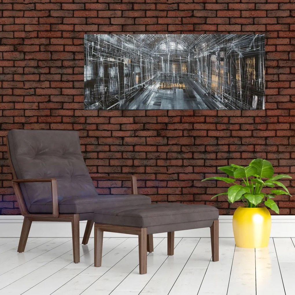 Tablou cu u interiorul clădirii vechi (120x50 cm)