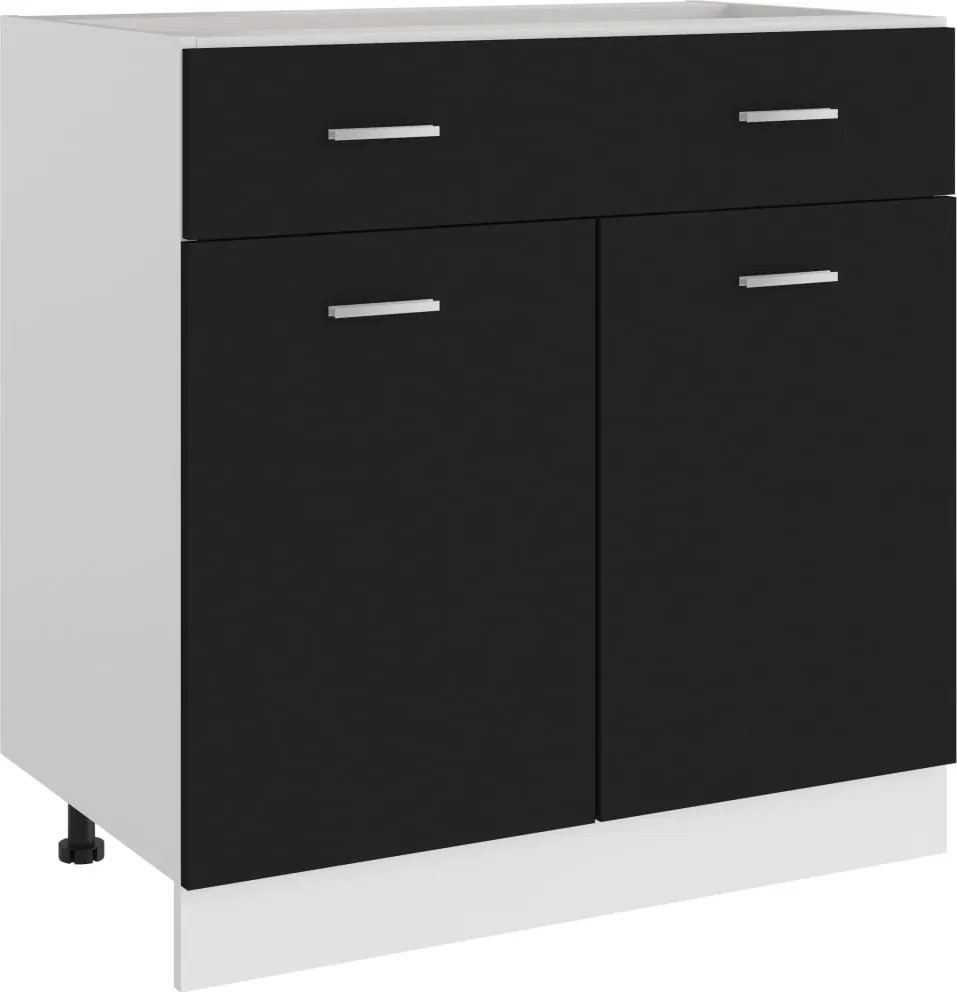 vidaXL Dulap inferior cu sertar “Lyon”, negru, 80x46x81,5 cm