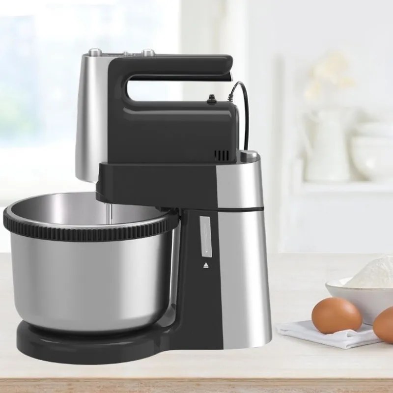 Mixer cu bol Royalty Line cu bol RL-HM19015, 700W, 6 palete, 3 L, Turbo, 5 viteze, Negru/Inox