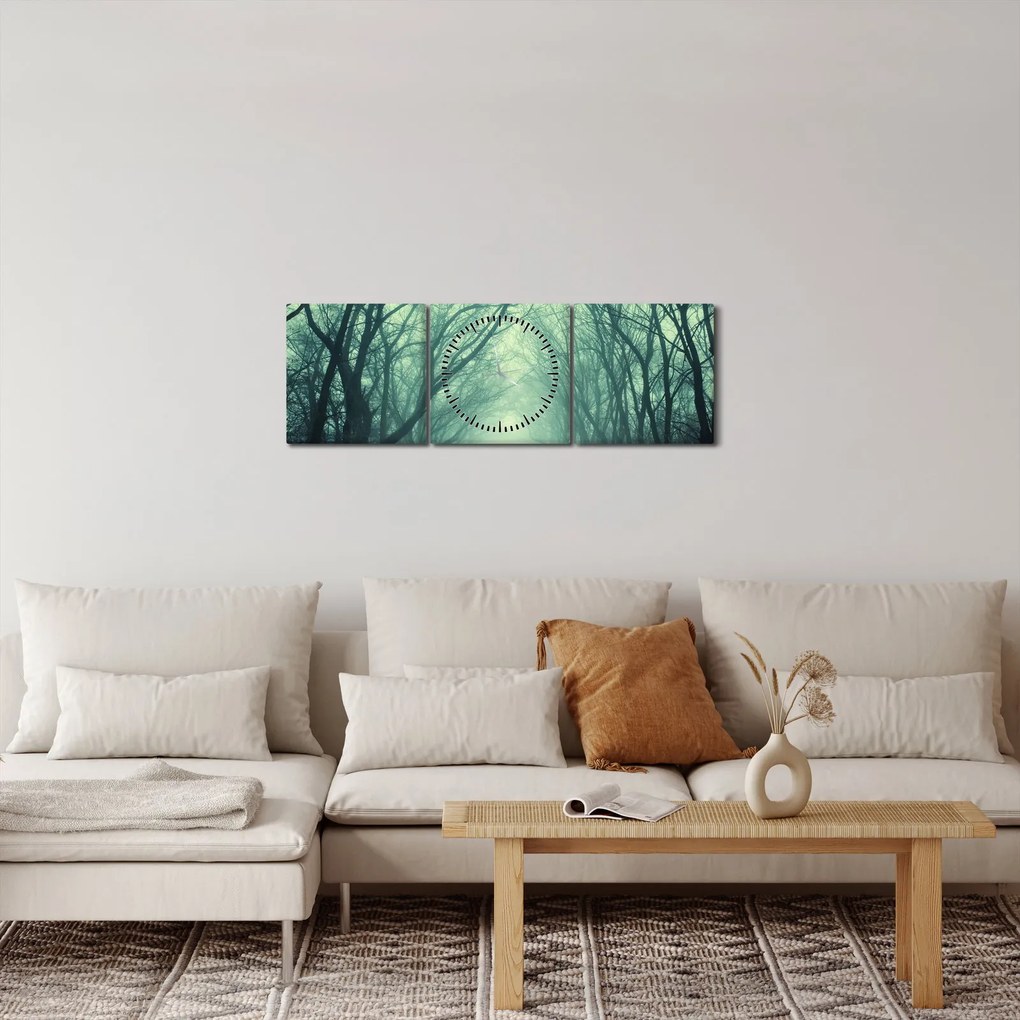 Tablou - Alee cu copaci (cu ceas) (90x30 cm)