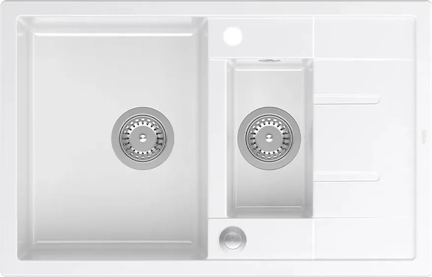 Chiuveta compozit incastrata Quadron Unique Morgan 156 alb - inox 78x50 cm