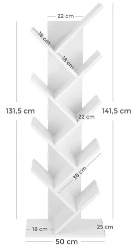 Biblioteca Vintage Tree Alb, 50 Cm