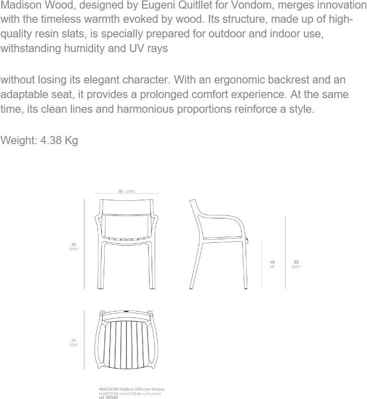 Set de 4 scaune exterior MADISON WOOD