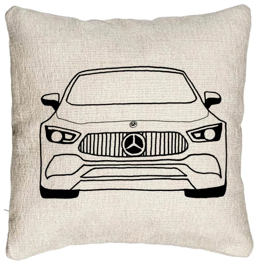 Perna Decorativa Canapea, Model Hey Mercedes, 40x40 cm, Cu fermoar