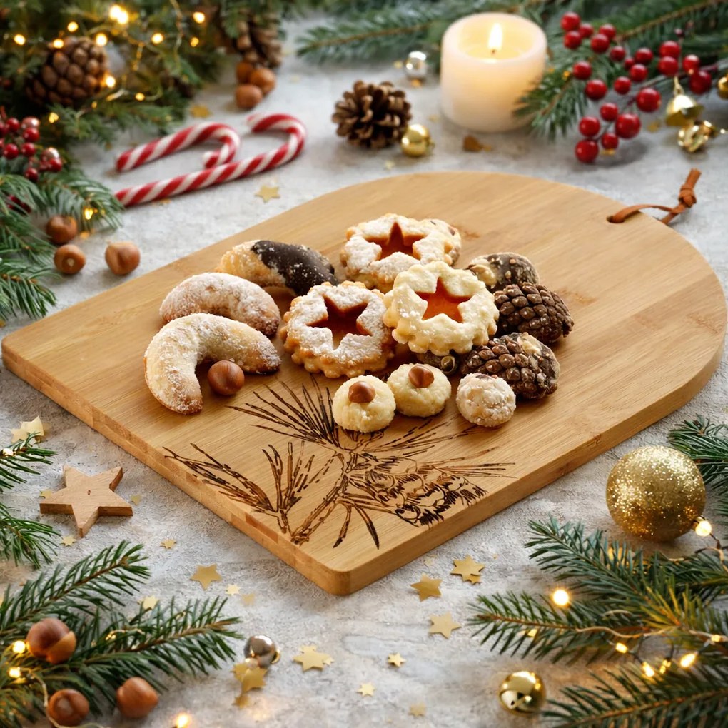 Tavă de Crăciun din bambus 35 × 26,5 × 1,5 cm