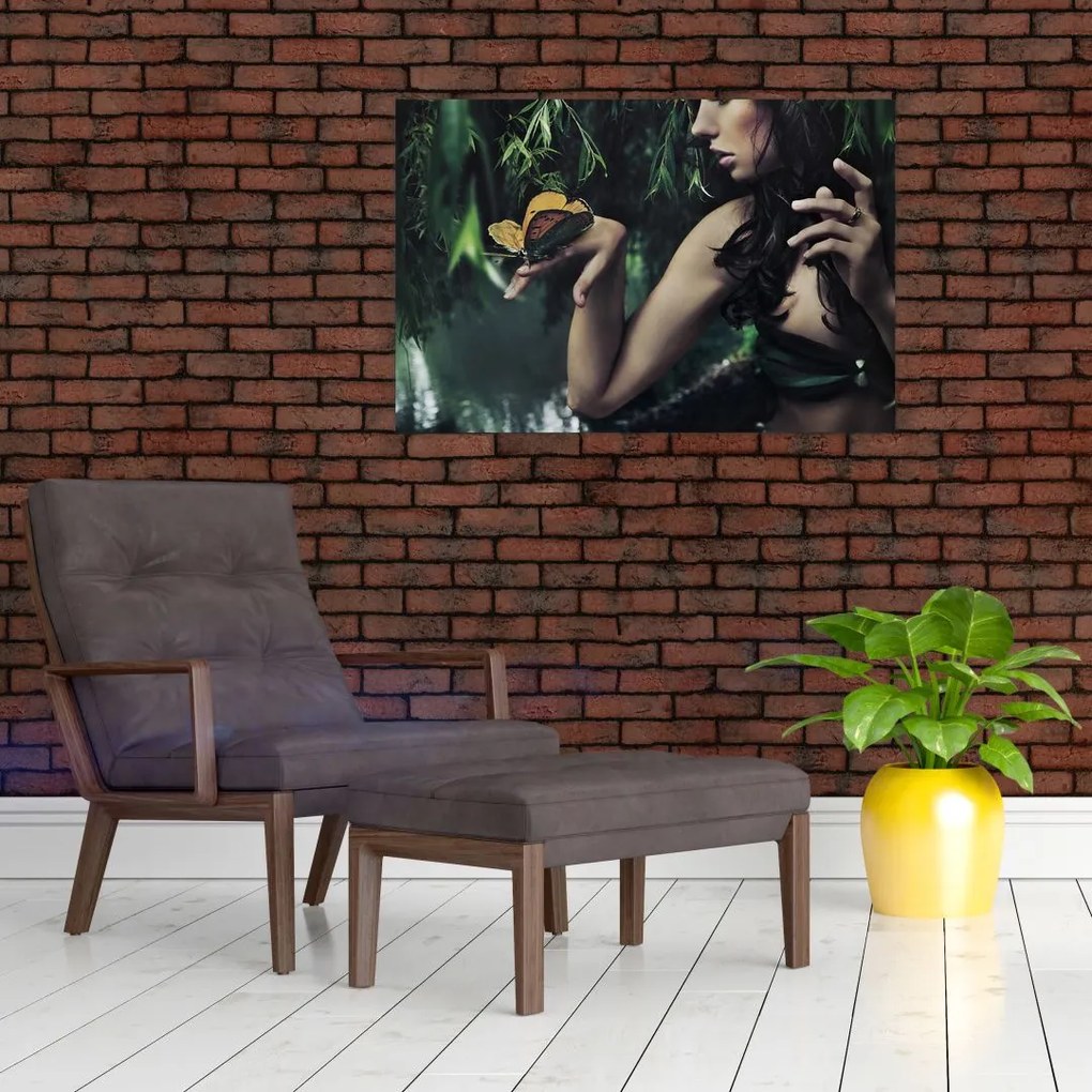 Tablou - Femeia grațioasă cu fluture (90x60 cm)