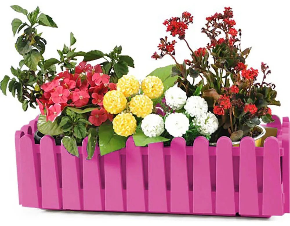 Jardiniera Fence, 9 l, tratata UV, ciclam, polipropilena