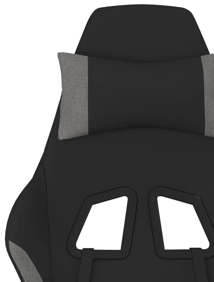 Scaun de gaming pivotant cu taburet negru si gri deschis textil 1, Gri deschis, Cu suport de picioare