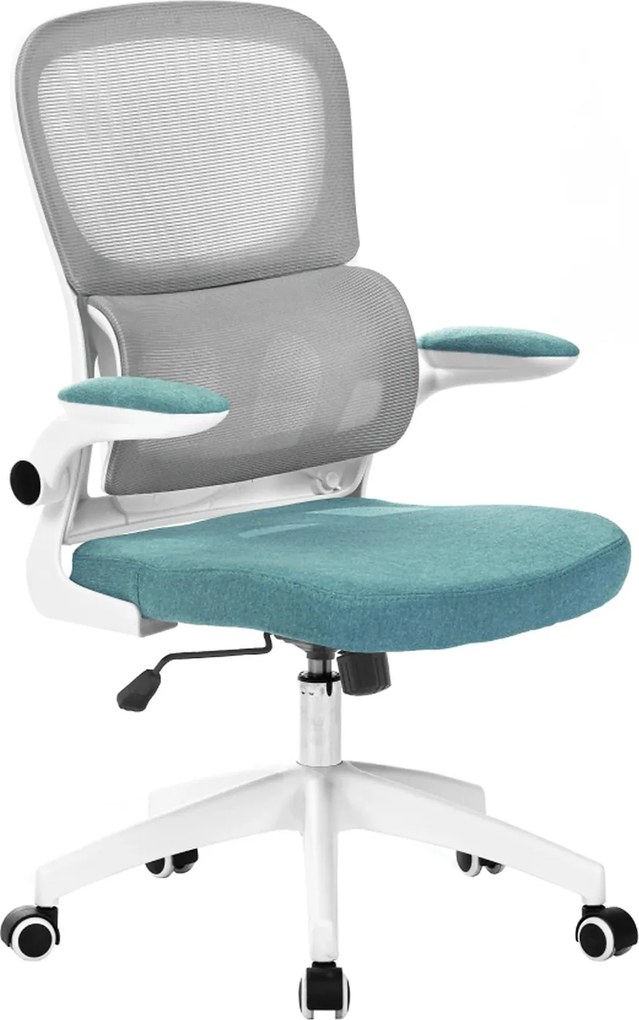 Scaun birou RAMIRO, gri/alb/verde menta, plasa/stofa clasica/plastic,