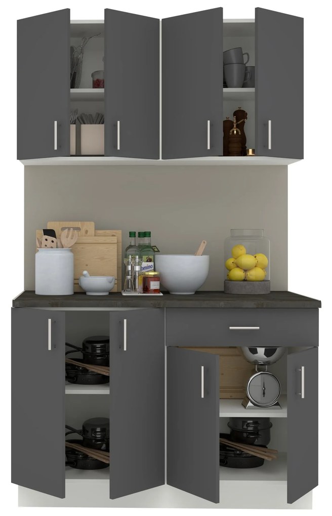 Set Bucatarie Karo V2, Antracit/Alb, Blat Thermo 28 mm, L 120 cm