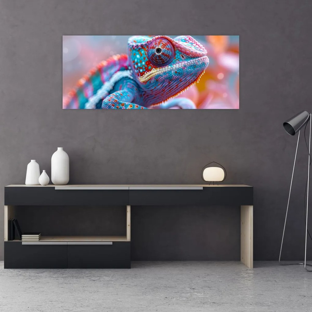 Tablou - Cameleon colorat (120x50 cm)