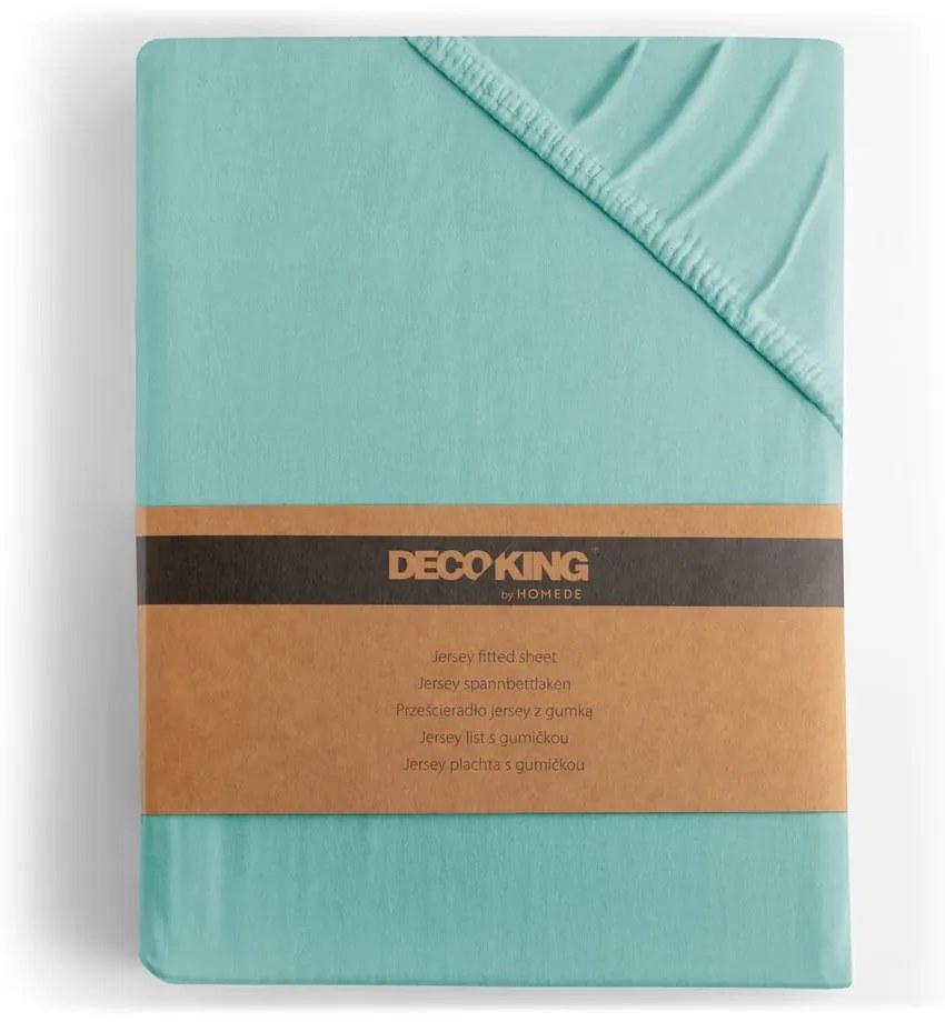Cearceaf turcoaz din jerseu cu elastic 90x200 cm Amber – Restilo