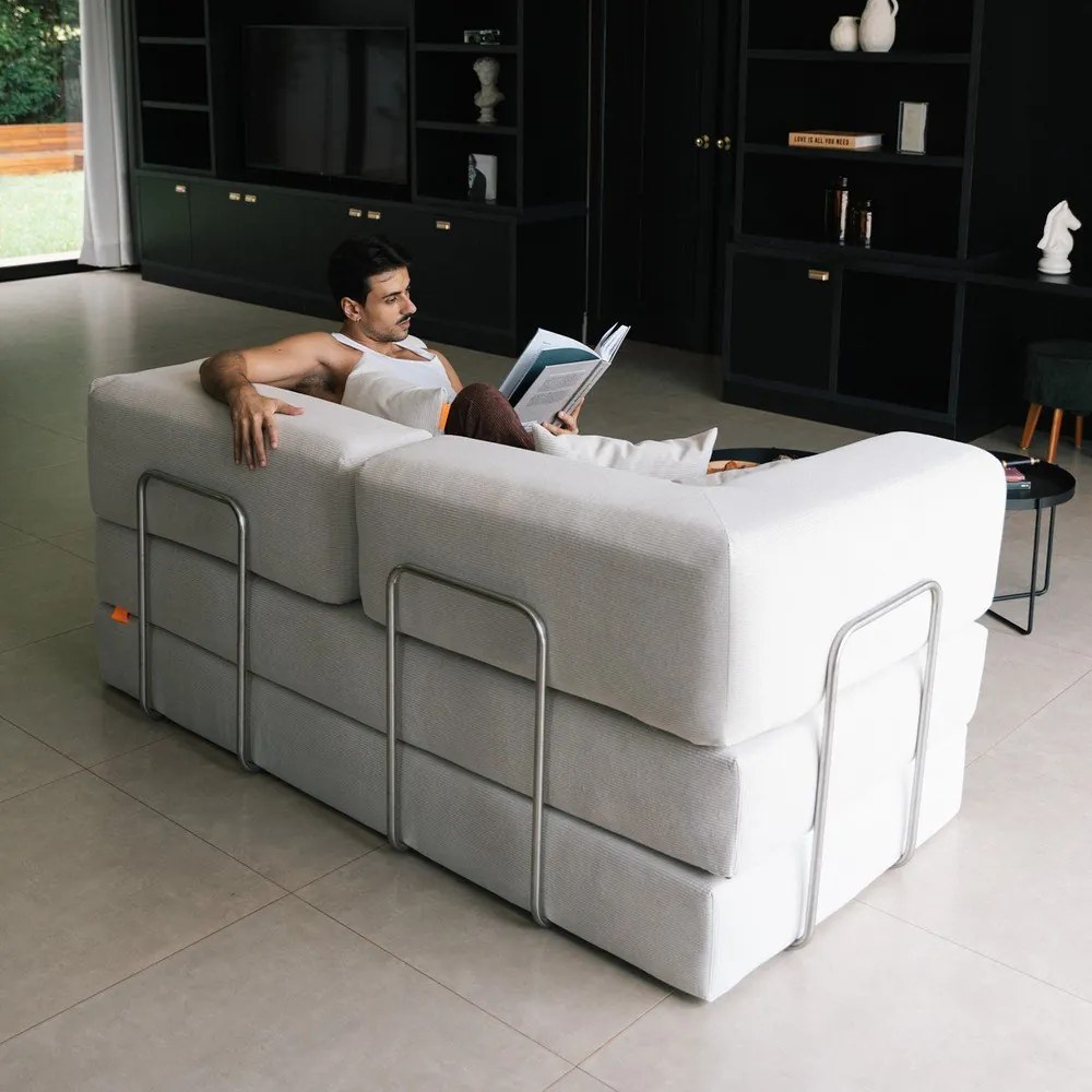 Canapea bej extensibilă cu tapițerie din țesătură bouclé 180 cm Bloom – TemaHome