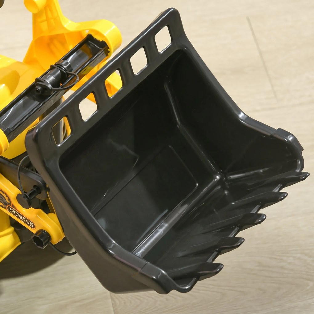 HOMCOM Excavator pentru Copii cu Cupă, Spătar și Spațiu de Depozitare Ascuns, Buldozer de Jucărie în PP și ABS, 80x26.5x39 cm, Galben și Negru | Aosom Romania
