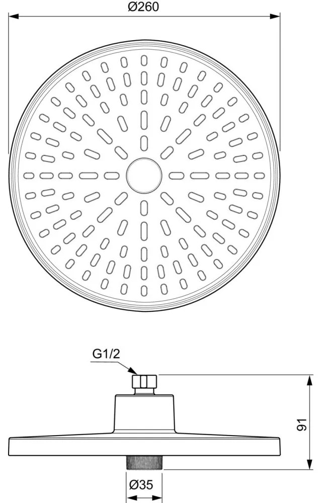 Palarie dus rotunda Ideal Standard Alu+ negru mat cu 2 functii Negru mat