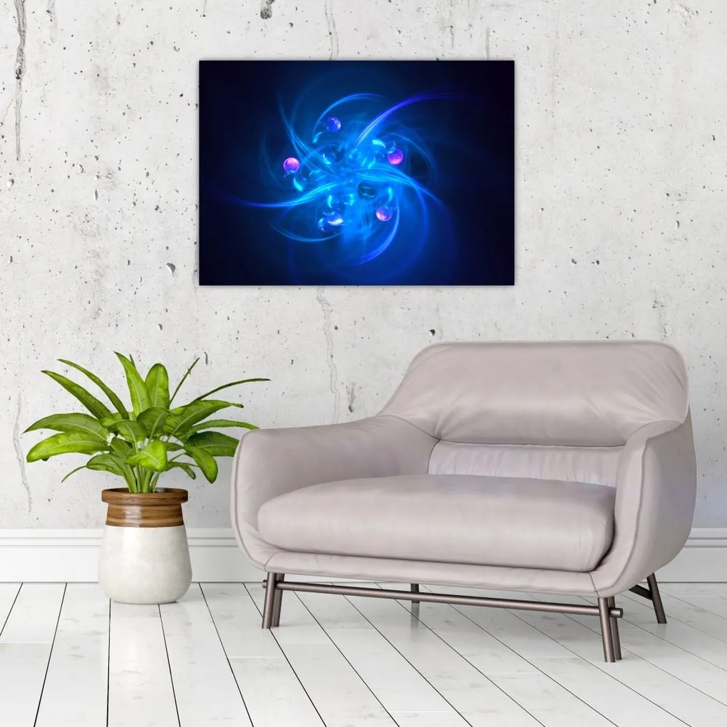 Tablou pe sticlă modern cu abstracțiune albastră (70x50 cm)
