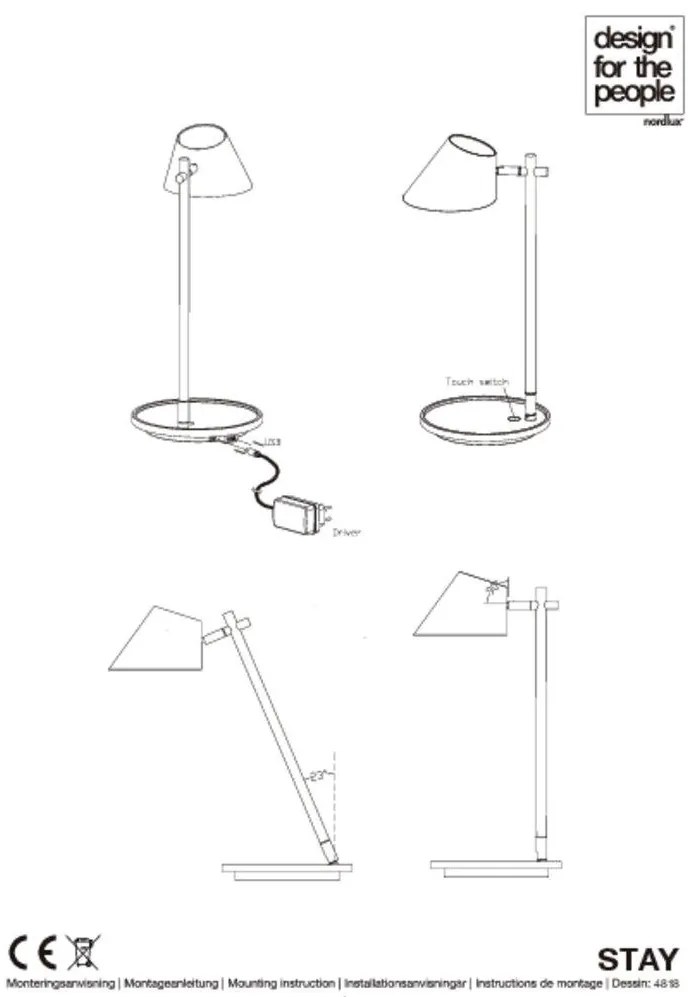 Lampa de masa LED multifunctionala Stay negru 48185003 DFTP