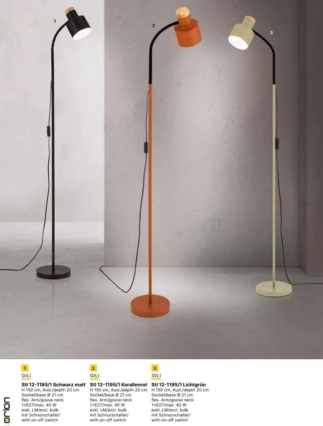Lampa de podea cu spot directionabil Gili negru mat