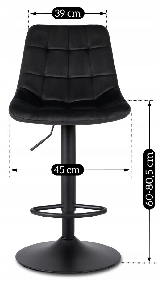 JAKS Scaun de bar Arcos2 velvet negru