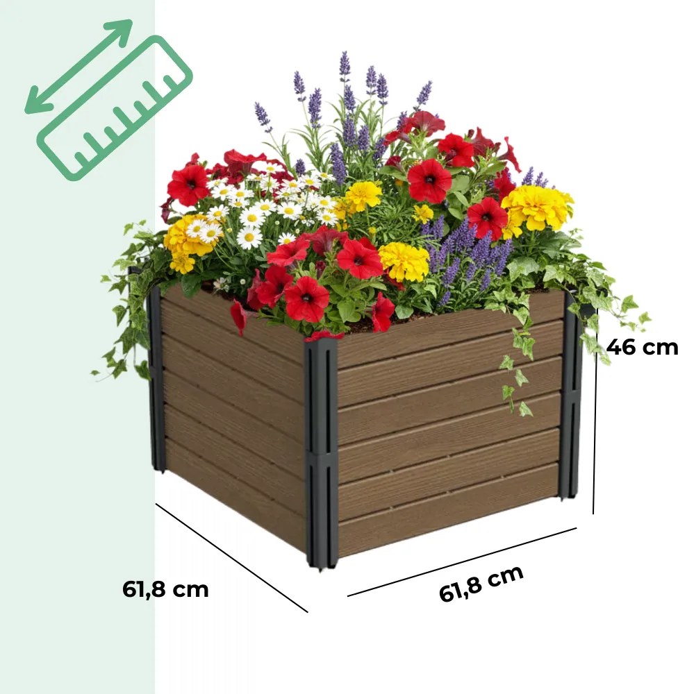 Strat înălțat BASE PLANT, 61x61x46cm, maro natural Prosperplast