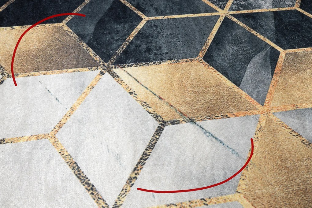 ANDRE 1171 covor lavabil cub, geometric anti-alunecare - negru / aur - SECUNDAR-COTATI PRODUSUL